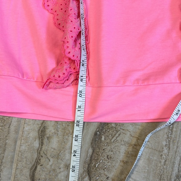 NWOT Lilly Pulitzer Deva Ruffle Sweatshirt Eyelet Pink Size XS - Picture 10 of 13